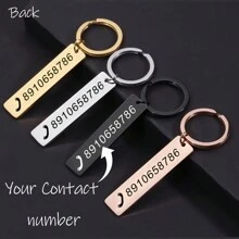 Personalized Custom Phone Number Logo Name Keychain Women Men Car Key Ring Double Sided Laser Engrave Stainless Steel Key Chain