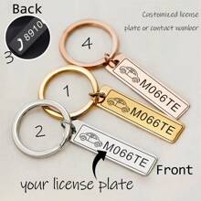 Personalized Custom Phone Number Logo Name Keychain Women Men Car Key Ring Double Sided Laser Engrave Stainless Steel Key Chain