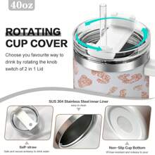 40 Oz Sunflower Travel Mug - Double Insulated Stainless Steel With Lid And Straw For Sunflower Aficionados - Sunflower5 - View 4