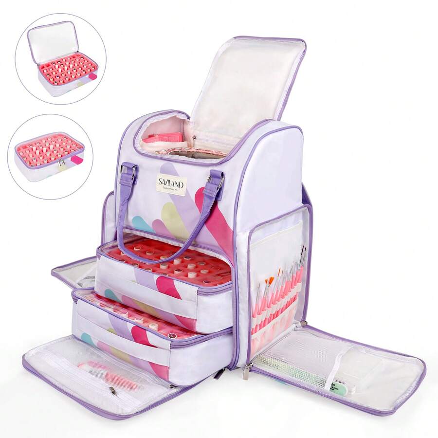 SAVILAND Nail Polish Organizer Bag: 33L Large Nail Bag Organizer Case Holds 80 Bottles (15ml/0.5 Fl.Oz) And Nail Lamp Travel Nail Supply Organizer Holder Nail Organizers And Storage Bag For Nail Tech - Nhiều màu - Xem 1