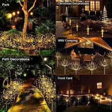 4pcs Solar Garden Lights, 320 LED Outdoor Solar Firework Lights, Pathway Yard Landscape Decoration Stake Lights For Patio, Yard, Wedding, Party | 8 Modes | IP44 Waterproof - Warm White - View 6
