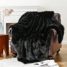 Luxury Fluffy Black Fur Throw Blanket, Soft Cozy Faux Fur Blanket For Couch Sofa Bed, Plush Warm Fuzzy Throws With Long Pile, Home Decor - 黑色 - 查看 4