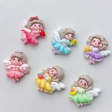 10pcs Assorted DIY Angel Wings Girl Flatback Stickers For Scrapbooking, Earrings, Hair Accessories, Jewelry Making, Crafts Decoration