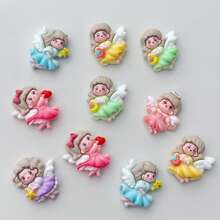 10pcs Assorted DIY Angel Wings Girl Flatback Stickers For Scrapbooking, Earrings, Hair Accessories, Jewelry Making, Crafts Decoration