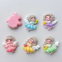 10pcs Assorted DIY Angel Wings Girl Flatback Stickers For Scrapbooking, Earrings, Hair Accessories, Jewelry Making, Crafts Decoration
