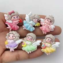 10pcs Assorted DIY Angel Wings Girl Flatback Stickers For Scrapbooking, Earrings, Hair Accessories, Jewelry Making, Crafts Decoration