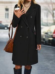 Women's Solid Color Button Front Flat Collar Long Sleeve Simple Casual Jacket