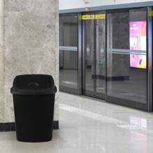 4 Pack 70 Liter Large Black Garbage Bins With Swing Lids, Plastic Trash Cans - Black - View 4