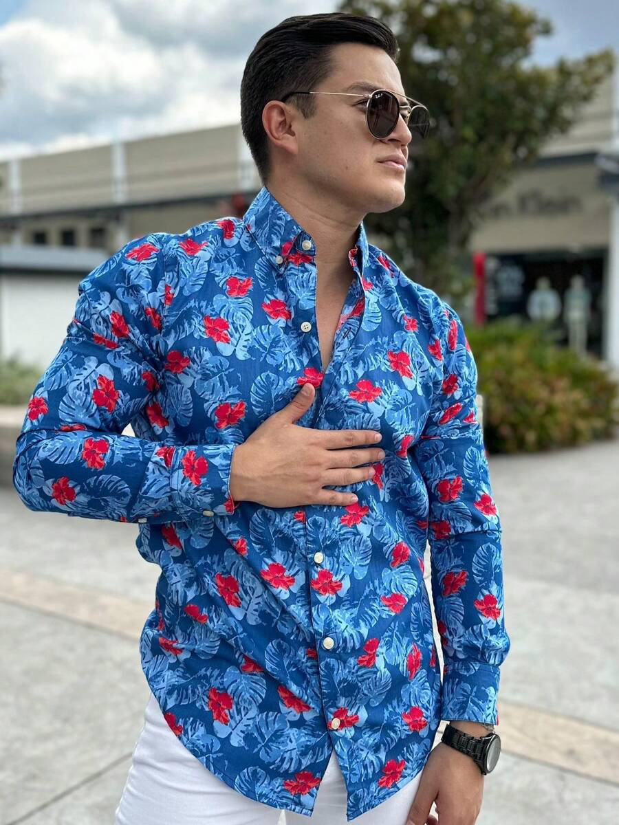 Colombian Leaf Jaguari Men's Shirt - 藍色 - 查看 1