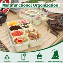 2 Pack Divided Serving Tray With Handle, 8 Compartments Snack Box For Candy, Nuts, Cookies, Fruit, Snacks Platters, Party Favor, Wedding, Home DecorHome Decor, Party Storage, Christmas Storage, New Year Storage - Beige - View 2