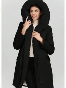 Women's Fashion Long Coat With Faux Fur Lining