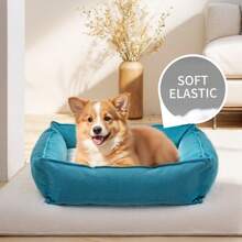 Removable Dog Bed/Cat Bed, 4-Season Use, Square Shape, Non-Slip Bottom, Flannel Fabric, High-Elastic PP Rayon Filling, Comfortable Pet Bed, Minimalist Style, Available In Yellow, Blue, Dark Gray, Army Green, Rose Red Solid Colors, SGS Certified, Sourced From Home Textile Manufacturer - Multicolor - View 29