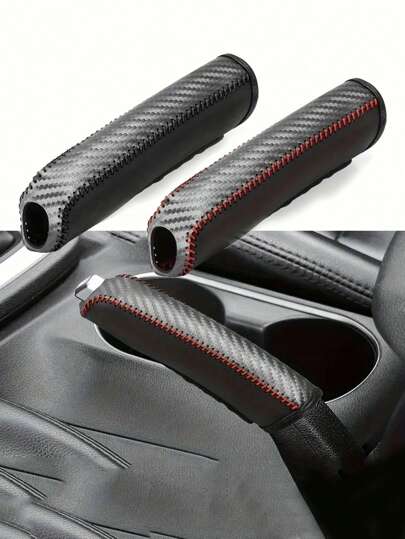 1 Pezzo Set Copri Cambio e Freno a Mano in Pelle, Accessori per Interni Auto Anti-Scivolo e Resistenti all'Usura