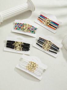 35 Stücke/Set minimalistische Mehrfarbig Armband-Set mit Dehnperlen, personalisiertes Damen Armband Set für den täglichen Gebrauch, ein tolles Geschenk für Freunde