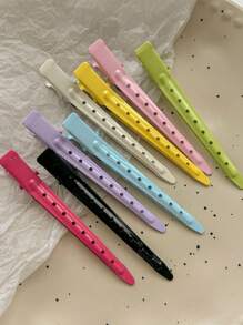 8 件/套彩色简易夹子发型鸭嘴夹适用于化妆、发型设计 - 彩色 - 查看 2