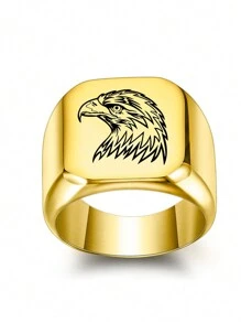 1 Pc Fashion Domineering Stainless Steel Custom Picture Animal Casting Single Ring Suitable For Men'S Daily Use With The Use Of Holiday Dating Gift Jewellery - Gold - View 7