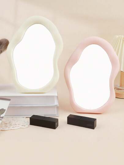 1个创意不对称云朵造型化妆镜，DIY手持便携式梳妆台镜，化妆，便宜，房间装饰，梳妆台，旅行，卧室，化妆配件，镜子，梳妆镜，迷你镜，粉盒镜，小镜子，手持镜，便宜，圣诞礼物，化妆，化妆工具，便宜货，礼物，女士礼物，圣诞礼物