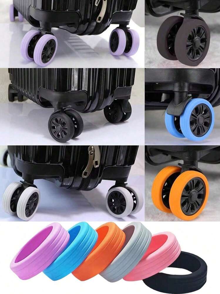 8pcs Luggage Wheel Protector Covers, Unisex, Silicone Material, Fit For 8 Spinner Wheels Suitcase, Trolley, Travel Essential, Cruise Essential, Dorm Essential, Portable Wheel Covers For Travel, Home, Camping, Outdoor, Beach, Summer Vacation, Back To School, Bohemian Style - Multicolor - View 1
