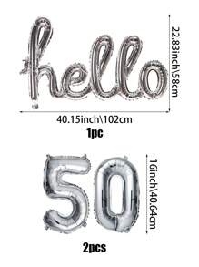 3 件/4 件银色相连“Hello”铝箔气球，16 英寸银色数字气球，“Hello 2025”字母数字气球，“2025 新年快乐”，适用于成人生日派对装饰、周年纪念、新年装饰