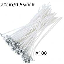 100 件无烟蜡烛制作套件 - 预蜡灯芯带支架，无需电源即可制作 DIY 工艺蜡烛