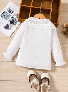 Young Girls Lace Collar Blouse For Spring And Autumn - White - View 2