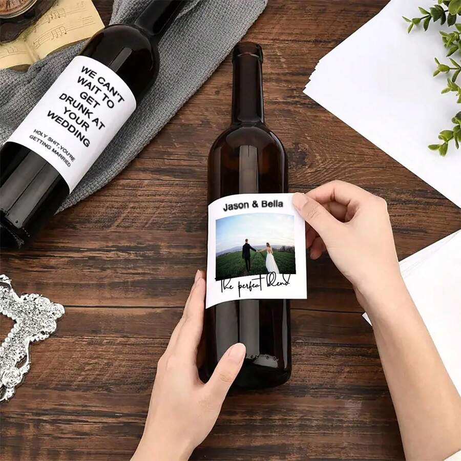 30pcs Custom Wine Bottle Labels,Custom Wine Bottle Labels Stickers Personalized,Custom Wine Bottle Labels Anniversary - Custom - View 1