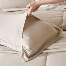 5/7-Piece Solid Colour Checkered Bed Comforter Sets Queen - Soft Microfiber, Lightweight, All-Season, Twin/Full/Queen/King Size Bed In A Bag, Quilt Set With Breathable Fabric And Easy Care,Summer Bedding Set ,Ideal Gift. - Khaki - View 8