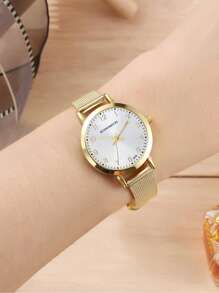 ECONOMICXI New Concept Women's Quartz Watch Fashion Star Student Korean Digital Roman Steel Strap Women's Watch As A Gift For Students Returning To School