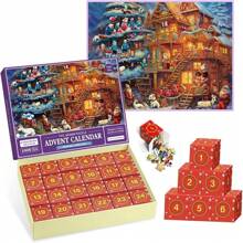 Puzzle Advent Calendar 2024 - Christmas Advent Calendar 2024, Advent Calendar Puzzle 1008 Pieces, 24 Days Christmas Countdown Advent Calendar 2024, Santa Claus Puzzle For Adults - 紅色 - 查看 5