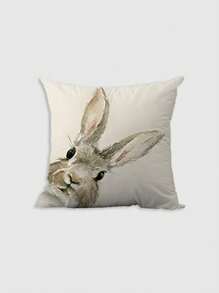 4 Pcs/1 Pc Easter Bunny Simple Simple Soft Comfortable Printed Short Wool Pillowcase Invisible Zipper Living Room Sofa Pillowcase No Pillow Core - Multicolor - View 4