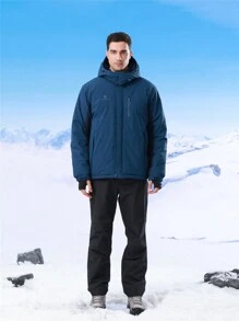 CAMEL CROWN 男士山地雪地防水滑雪外套可拆式連帽防風抓絨派克大衣雨衣冬季外套