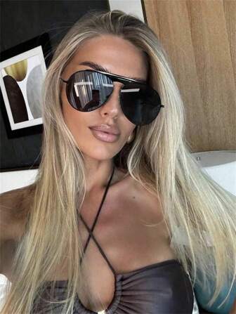 1 件金属时尚眼镜大框朋克个性化百搭男女眼镜蟾蜍眼镜适合日常佩戴户外运动度假旅行海滩配饰万圣节基础秋冬女装商务休闲礼物