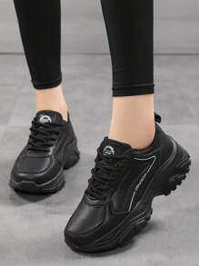 Women's Lace-Up Outdoor Casual Sneakers, Waterproof Non-Slip Running Shoes, Suitable For Spring, Autumn And All Seasons - 282黑色 - 查看 5