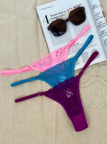 Kit 5 Plus Size Panties Double String With Lace Adjustable Straps String Women's Lingerie Fashion - Nhiều màu - Xem 6
