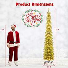 8 FT Pre-Lit Artificial Christmas Tree Slim Pencil Xmas Tree With 591 Branch Tips Christmas Decorations Home Christmas Gifts Christmas Decor - US A Type Plug(110-127V) - View 3