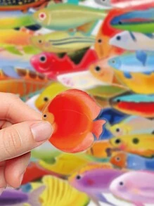 50pcs Fish Stickers PET Transparent Material Art Sticker Fish Box Waterproof Art Creativity DIY Scrapbook Water Cup Phone Case Laptop Decal Back To School - Multicolor - View 6