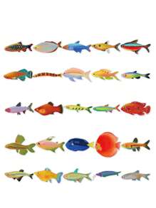 50pcs Fish Stickers PET Transparent Material Art Sticker Fish Box Waterproof Art Creativity DIY Scrapbook Water Cup Phone Case Laptop Decal Back To School - Multicolor - View 7