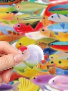 50pcs Fish Stickers PET Transparent Material Art Sticker Fish Box Waterproof Art Creativity DIY Scrapbook Water Cup Phone Case Laptop Decal Back To School - Multicolor - View 5