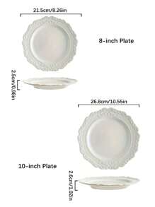 DearDali 手工巴洛克风格浮雕陶瓷餐具套装，家庭厨房意大利面盘甜品盘，酒店餐厅西餐盘，欧式早餐盘 - 彩色 - 查看 6