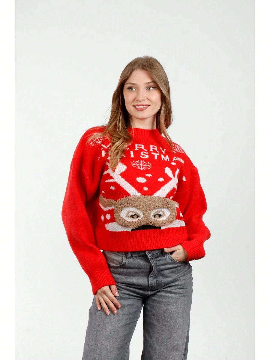Women's Christmas Sweater Jumper COCKTAIL COLLECTION - 紅色 - 查看 1