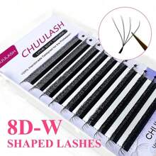 CHUULASH 8D W 形睫毛，超柔软混合款式，飘逸效果，专业睫毛艺术家使用，10 排/包 - D - 查看 2