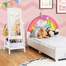 Lifezeal Kids Full Length Mirror 360° Rotatable Freestanding Dressing Mirror With Storage Bin White - White - View 4