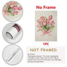 1 Stück botanische Tulpen, rosa Schleife Wandkunst, rosa Heimdekoration, Mädchen Geschenk, Tulpen Aquarellmalerei, Frühlingsdekoration - perfekt für Schlafzimmer, Wohnzimmer, Flur, Badezimmer, perfekte Heimgeschenk Wahl - Leinwand (gerahmt)