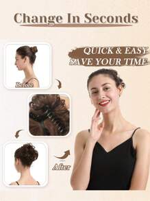 Chignon synthétique en désordre avec pince à cheveux. Rallonges de queue de cheval bouclée et ondulée. Accessoires pour chouchou et chignon pour femmes. Pièce de chignon en désordre synthétique avec pince à cheveux. Chignons ébouriffés, rallonges de cheveux bouclés et faux chignons pour femmes