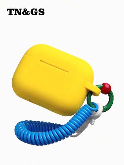 قذيفة سماعة أذن واقية من الصدمات من السيليكون ذات لون أحادي مناسبة ل- AirPods 1/2/3/4 ،و AirPods Pro 2 ، قطعة واحدة، واقية للجسم بالكامل بلمسة ناعمة خامدة وسير للرقبة