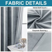 CYCMACO 2 Piece Velvet Indoor Curtains, Modern Bedroom Blackout Curtains With Eyelets, Cold Insulating Thermal Curtain For Living Room Lounge Children's Room - 銀色 - 查看 5