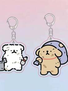 2pcs Japanese Anime Characters Double-Sided Photo Acrylic Keychain Couple Student Bag Jewelry Gift - Multicolor - View 9