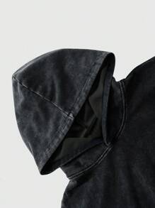 Áo hoodie có túi họa tiết chữ cổ điển dành cho nam, thời trang thu đông, áo dài tay - màu đen - Xem 3