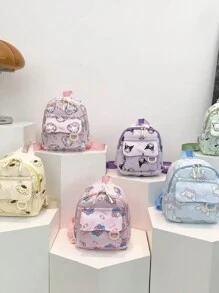 Sanrio Zaino stampato con personaggi dei cartoni animati Hello Kitty, Kuromi, Cinnamoroll, un pezzo, borsa da viaggio casual per donne