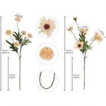 2PCS/6PCS(2种) 人造康乃馨花洋甘菊、雏菊、向日葵花束，母亲节情人节礼物家居花瓶装饰、餐厅、卧室、插花、婚礼、新娘手捧花、腕花、胸花DIY材料、生日派对装饰材料、新年礼物 - 香檳色 - 查看 3